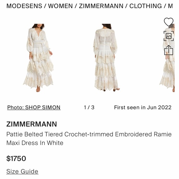 $1,750 ZIMMERMANN Crocheted lace-trimmed tiered ramie-gauze dress in size 1 - Picture 15 of 15